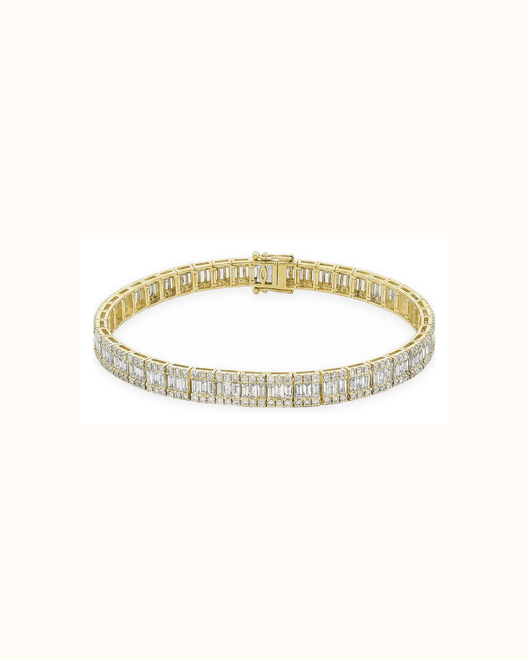 Baguette and Round Lab-Grown Diamond Bracelet in 14K Gold
