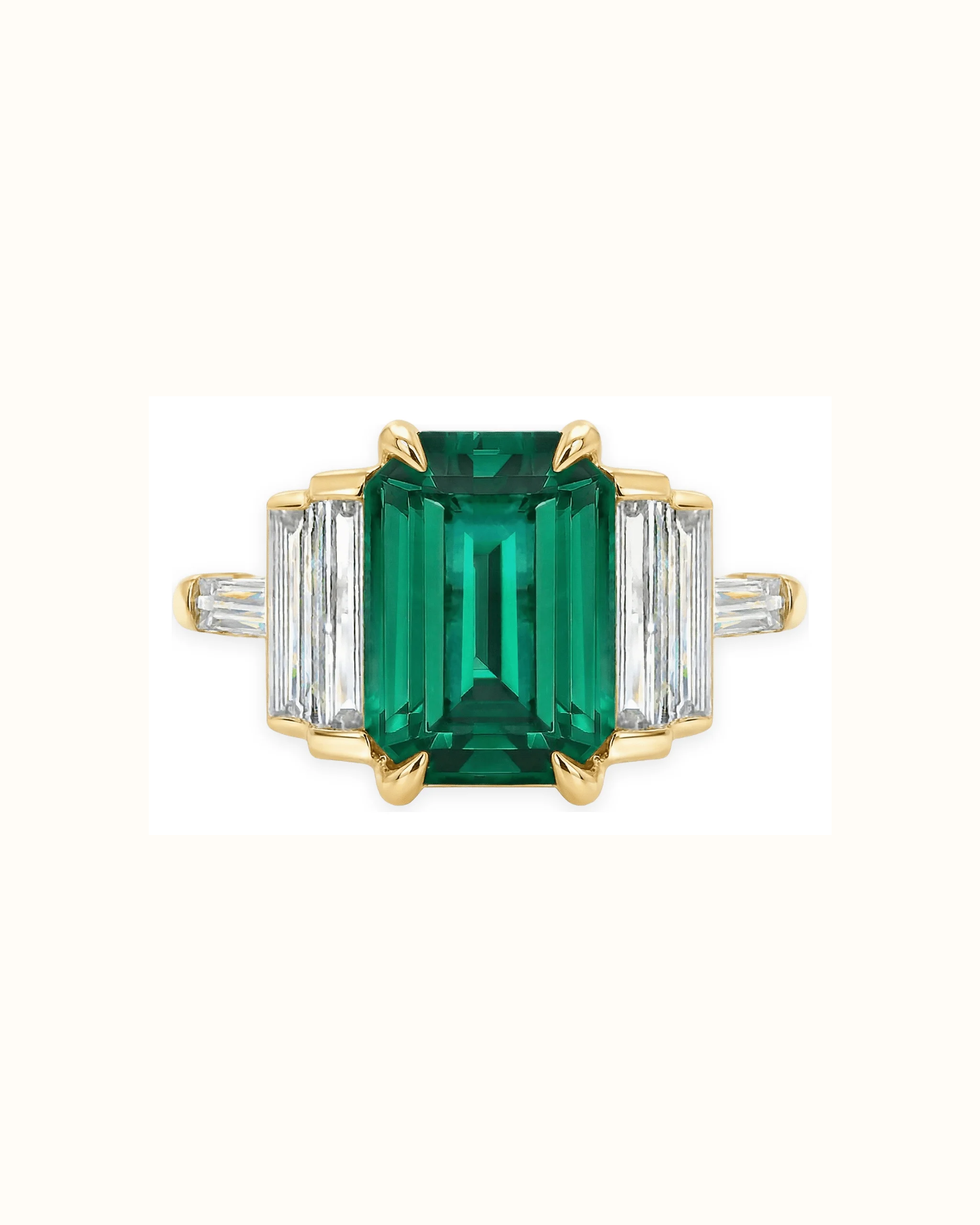 Lab Grown Emerald Cut Bezel Ring in 18K Gold