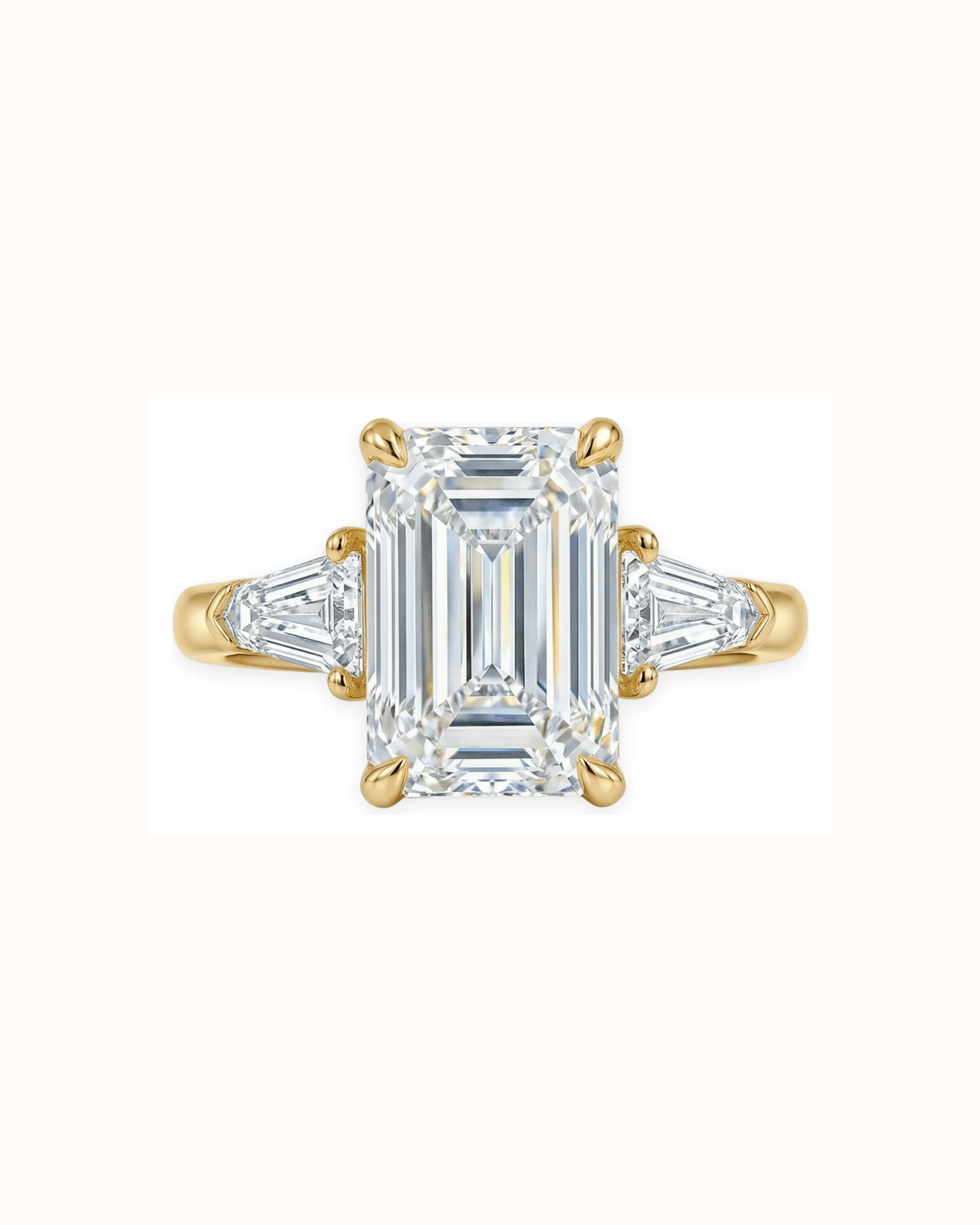 Emerald Lab-Grown Diamond Three Stone Ring in 18K Gold
