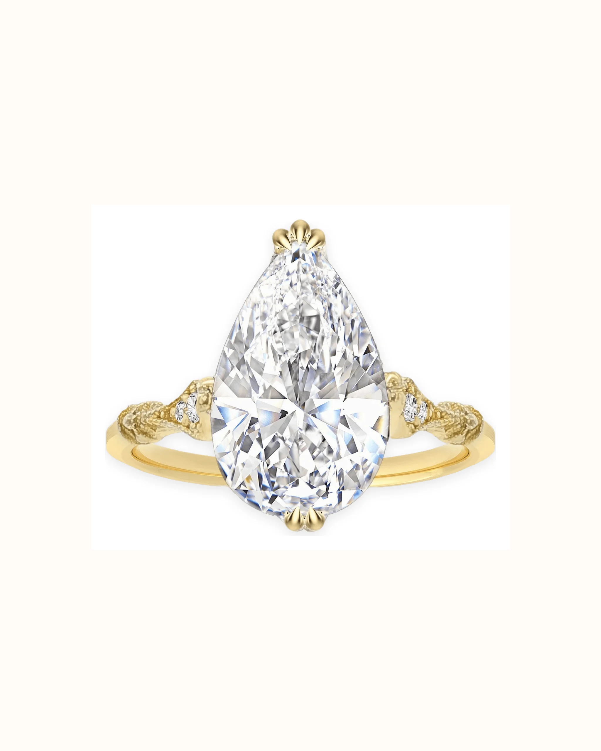 Pear Lab-Grown Diamond Cuff Ring in 18K Gold