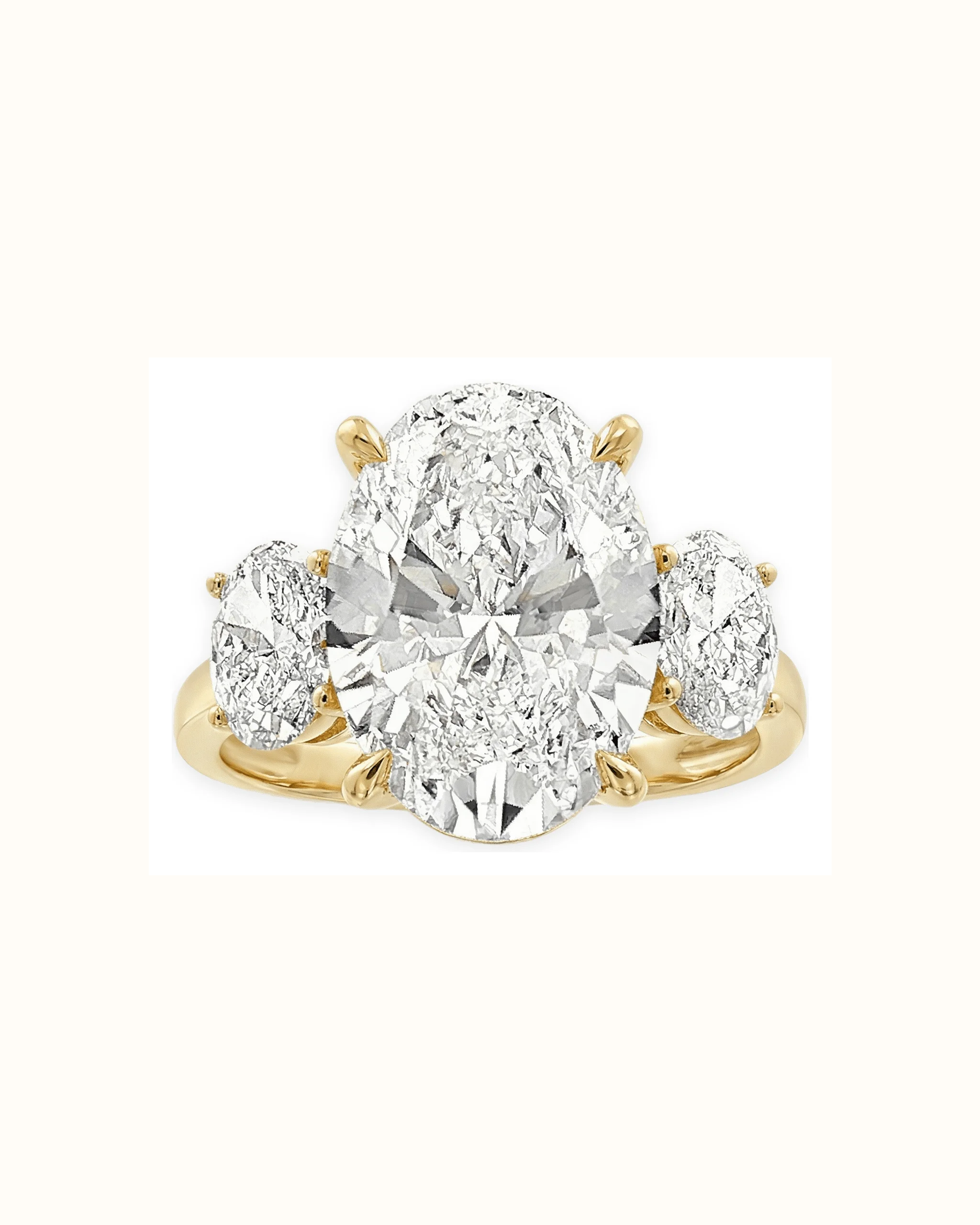 Oval Lab-Grown Diamond Three Stone Ring in 18K Gold
