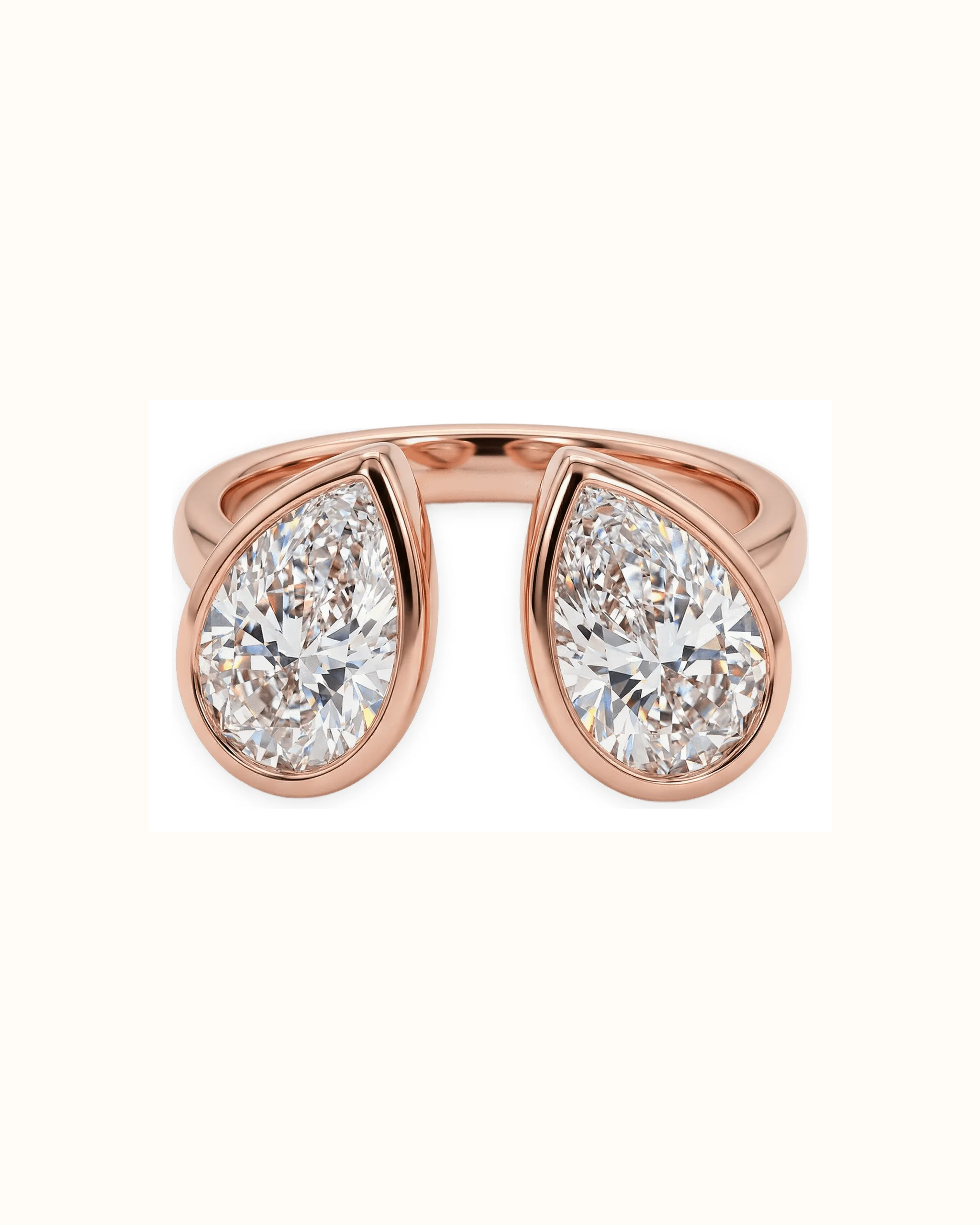 Pear Lab-Grown Diamond and Lab Grown Round Lab-Grown Diamond Cuff Ring