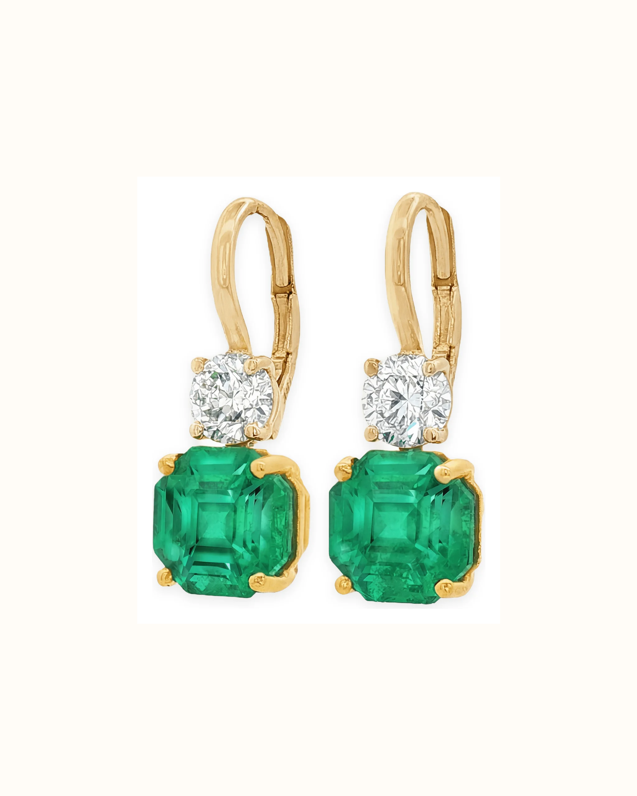 Emerald Cut Dangle Earrings in 18K Gold