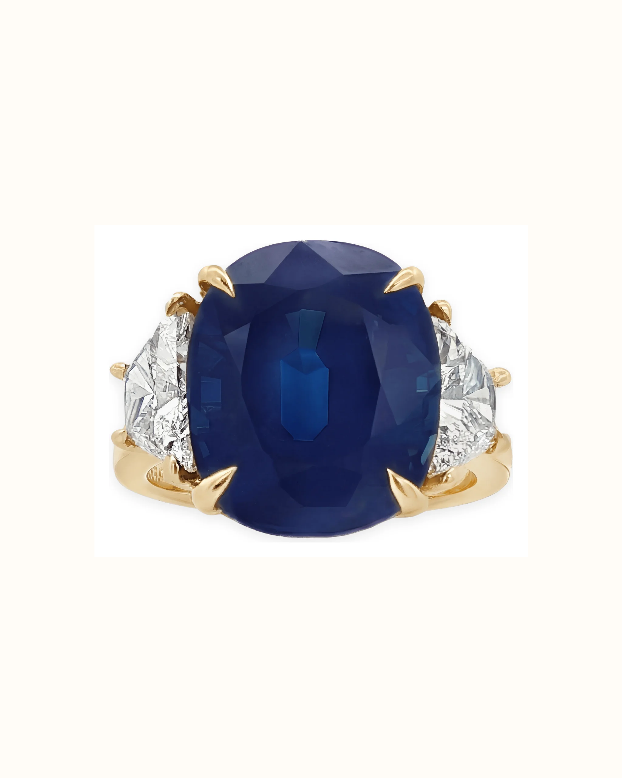 Cushion Blue Sapphire and Lab-Grown Diamond Ring in 18K Gold