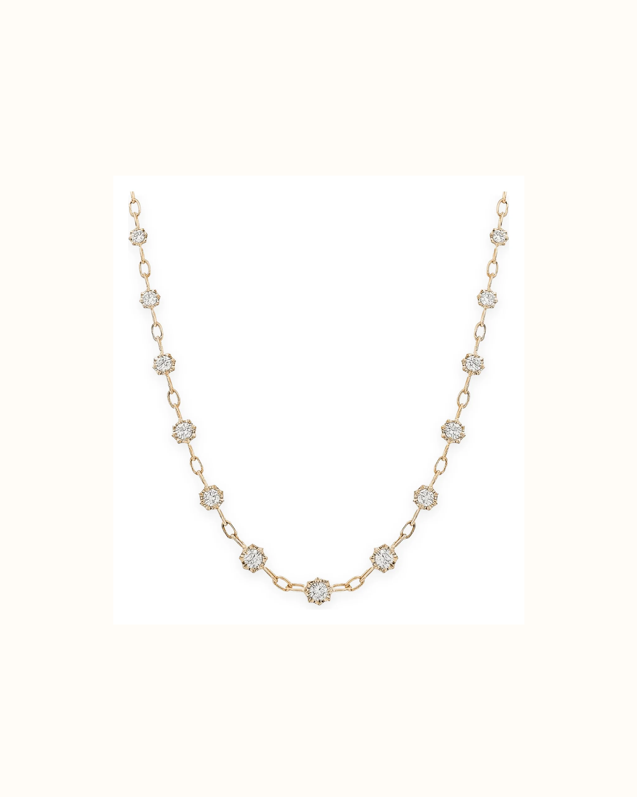 Lab Grown Graduated Lab-Grown Diamond Vintage Necklace in 18K Gold