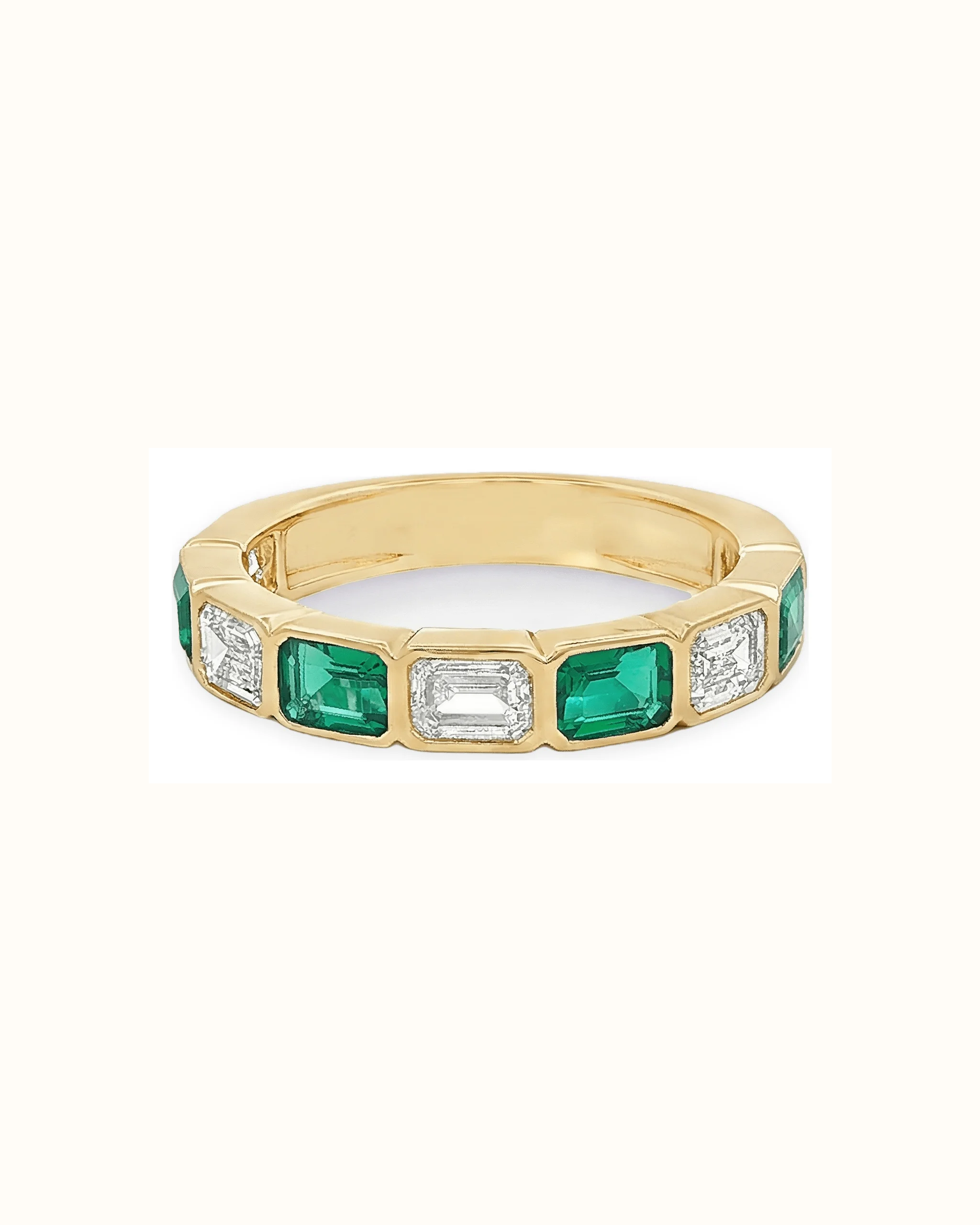 Emerald Cut Lab-Grown Diamond Band in 14K Gold