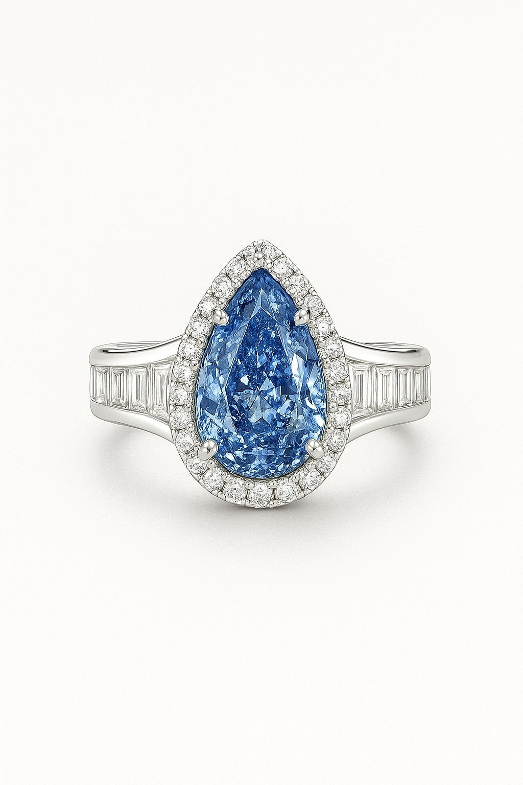 4ct Pear-Cut Blue Diamond Ring, 14k Gold